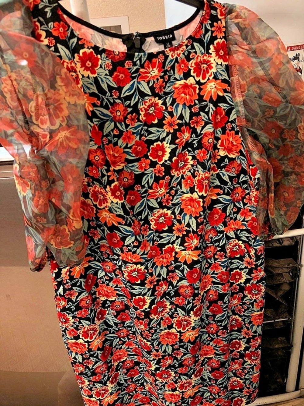 Torrid Floral Mini Dress in Black & Red Like New